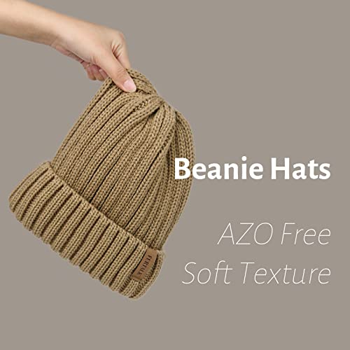 Fleece Lined Beanie Cable Knit Chunky Beanies Womens Snow Cap - color: Coffee