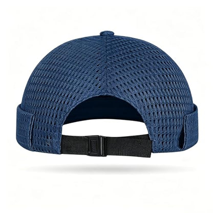 Brimless Hats for Men Breathable Brimless Docker Hat Lightweight Mesh Skull Cap Beanie Hats - color: Navy Blue
