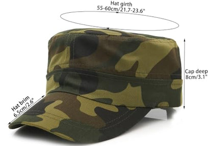 Men's Military Cadet Hat Flat Top Newsboy Cap - color: C - Brown ( Camo )