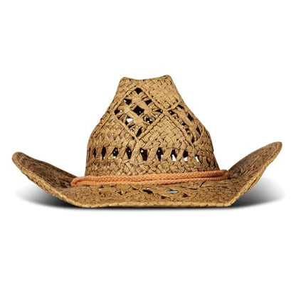 Lucky Brand Women's Straw Cowboy Hat | Rope Design | Western | Style | Fashion | Sun Protection | Breathable - color: Woven Straw - Tan