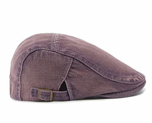 Cotton Newsboy Cap,Breathable Ivy Gatsby Cabbie Beret Hat for Men's Women Driving Hunting Golf - color: Denim Purple