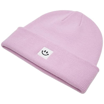55cube Unisex Winter Beanie Hats Warm Thick Knit Cuffed Skullcaps - color: Dusty Mauve