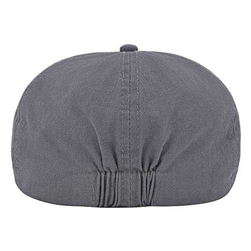 VOBOOM Cotton Washing Flat Cap Cabbie Hat Gatsby Ivy Irish Hunting Newsboy - color: Dark Grey