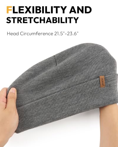 Beanie for Men Women, Winter Double Layer Warm Hat Skull Cap - color: Dark Grey+brown+black