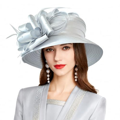 2026 Bucket Hats for Women Ladies Girls, Autumn Winter Fascinator Hat for Derby Kentucky Church Bridal UV Protection - color: A-4585-silver