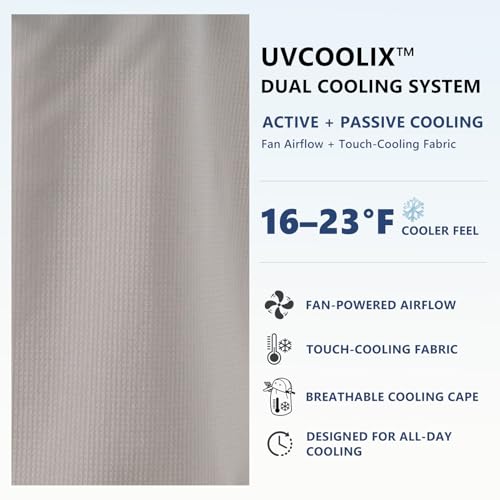 TOP-EX UVCoolix™ Cooling Neck Flap Baseball Sun Cap with Solar Fan - color: Light Grey, size: Large-X-Large
