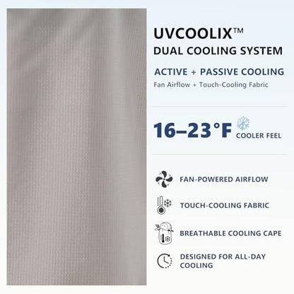 TOP-EX UVCoolix™ Cooling Neck Flap Baseball Sun Cap with Solar Fan - color: Light Grey, size: Large-X-Large
