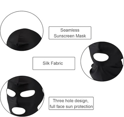 2Pcs Full Face Mask,2Hole/3Hole Black Thin Balaclava Seamless Mask - color: 3 Hole 2black