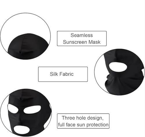 2Pcs Full Face Mask,2Hole/3Hole Black Thin Balaclava Seamless Mask - color: 3 Hole Black+orange