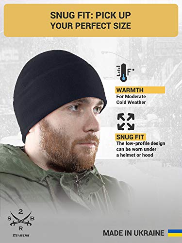 2SBR 2SABERS Fleece Winter Warm Watch Cap - Mens Outdoor Skull Beanie Hat - color: Dark Navy Blue, size: Small