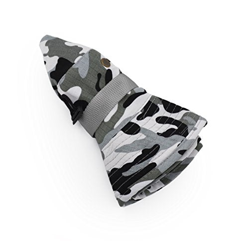 Outdoor Wide Brim Sun Protect Hat, Classic US Combat Army Style Bush Jungle Sun Cap for Fishing Hunting Camping - color: Grey Camouflage