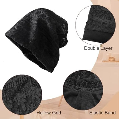 Crochet Slouchy Beanie Hat Turbans Headware for Women - color: Bea11 - Black