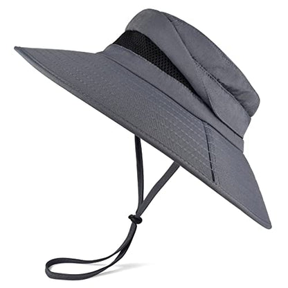 Men's UPF 50+ Waterproof Wide Brim Boonie Hat, Sun & Rain Protection - color: Dark Grey