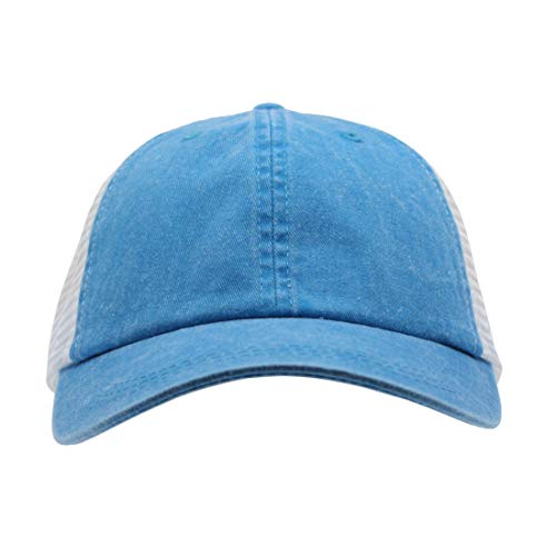 Vintage Washed Soft Mesh Cotton Adjustable Baseball Cap - color: Blue/White
