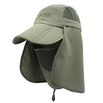 Surblue Baseball Sun Cap with Removable Neck Flap and Face Mask UPF 50+ - color: B-army Green, size: Medium