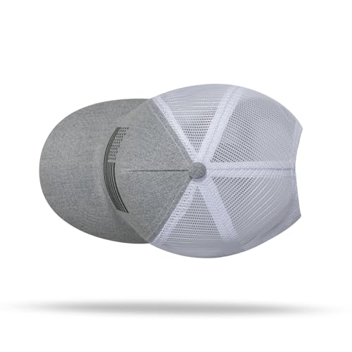 American Flag Trucker Hat - Snapback Hat, Baseball Cap for Men Women - Breathable Mesh Side, Adjustable Fit - for Casual Wear - color: Heather Gray/White