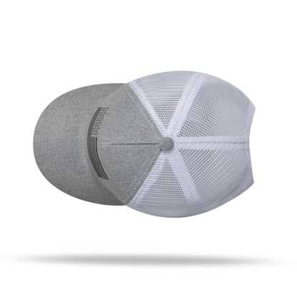 American Flag Trucker Hat - Snapback Hat, Baseball Cap for Men Women - Breathable Mesh Side, Adjustable Fit - for Casual Wear - color: Heather Gray/White