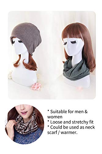 Jeelow Cotton Slouchy Open Top Beanie Hat 2 Pack - color: 2 Black