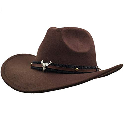 Men & Women's Fur Felt Cowboy Hat Wide Brim Western Outback - color: Brown