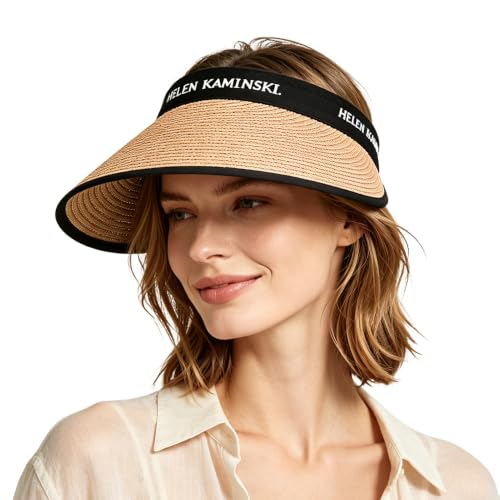 Women Straw Sun Visor Hat, Summer Wide Brim UV Protection Beach Cap Adjustable Sun Hat for Outdoor - color: Khaki