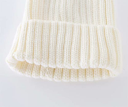 Connectyle Women's Rib Knit Cuffed Beanie Hat Stretch Acrylic Winter Hat Thick Warm Snow Ski Cap - color: White