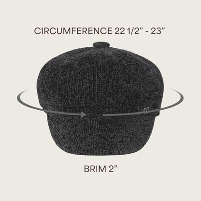 C.C Knitted Newsboy Cap for Women – Soft Knit Hat with Adjustable Velcro, Lightweight Warm Winter Style - color: Knitted-black