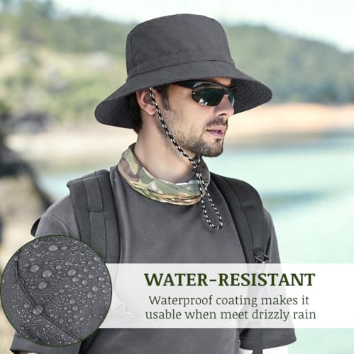 Unisex Waterproof Foldable Bucket Hat Packable Sun Cap for Hiking - color: Dark Gray