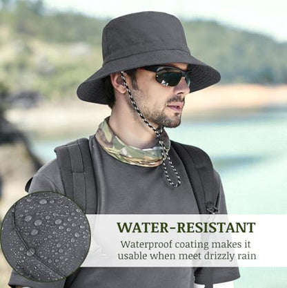 Unisex Waterproof Foldable Bucket Hat Packable Sun Cap for Hiking - color: Dark Gray