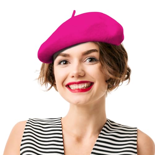 French Beret Hats for Women - Soft Warm Wool Solid Color Beanie Winter Cap - color: Coffee