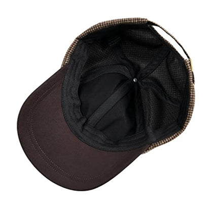 BOTVELA Men Wool Adjustable Tweed Baseball Cap - color: P T-houndstooth Coffee