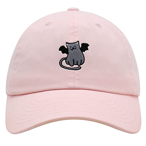 JPAK Bat-cat Premium Dad Hat Embroidered Cotton Baseball Cap Cat Kitty - color: Light Pink