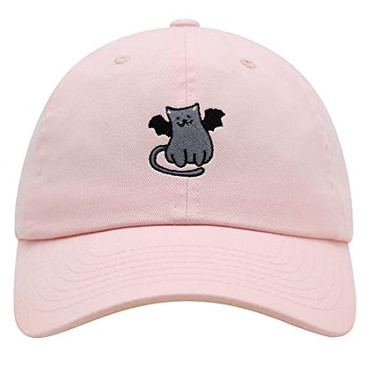 JPAK Bat-cat Premium Dad Hat Embroidered Cotton Baseball Cap Cat Kitty - color: Light Pink
