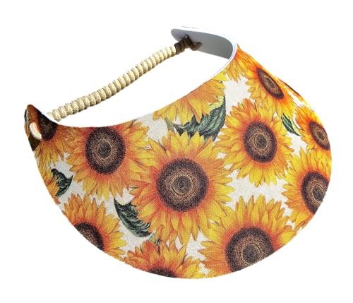 Women's Flower Design Lightweight Packable Foam Visor for Sun Protection & Outdoor Activities - color: Sunflower 7