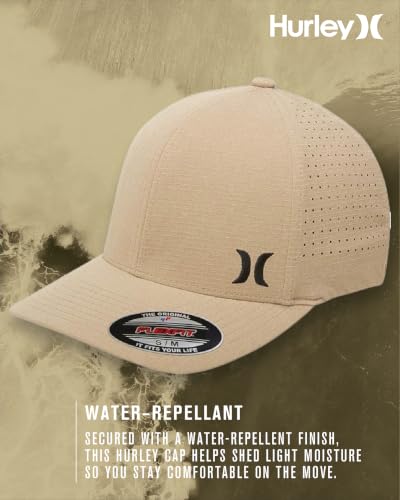 Hurley Men's Baseball Cap - Sweat-Wicking Fitted Baseball Hats for Men (S-XL) - color: Khaki/Black, size: Small-Medium