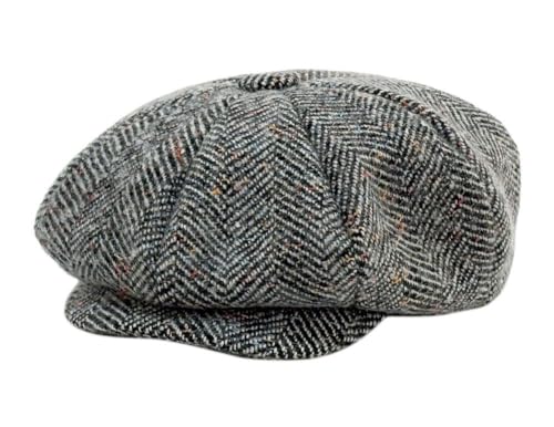 EPOCH Men's Newsboy Cap 8 Panel Wool Blend Gatsby Hat Vintage Big Apple Flat Cap Classic Driving Hat - color: Herringbone