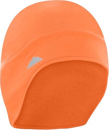 Tough Headwear Thermal Skull Cap - Moisture-Wicking Running Beanie - Snug Fit Ski Helmet Liner - Lightweight Cycling Cap - color: Hi-viz Orange