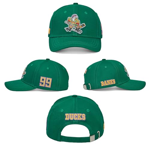 D-5 Mighty Ducks #96 Conway #99 Banks Baseball Cap - color: New Green #99
