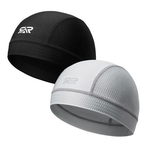QINGLONGLIN Breathable Mesh Skull Cap Sweat Control HelmetLiner 2-Pack - color: Black + Grey