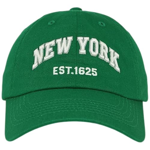 E BY ELIDAN NY Dad Hat, New York EST.1625 Cotton Baseball Cap Women & Men - color: Kelly Green