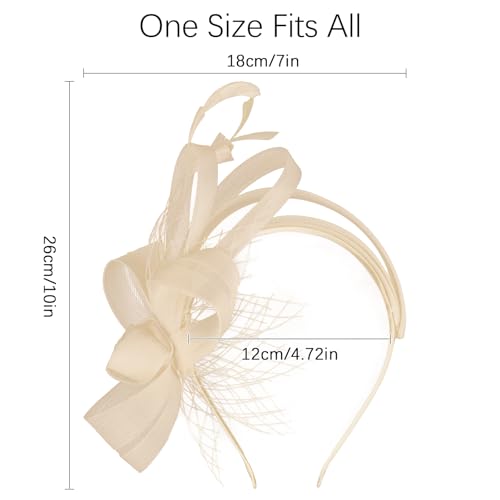 Fascinators Hats for Women, Fascinator Headband Tea Party Hat - color: Champagne