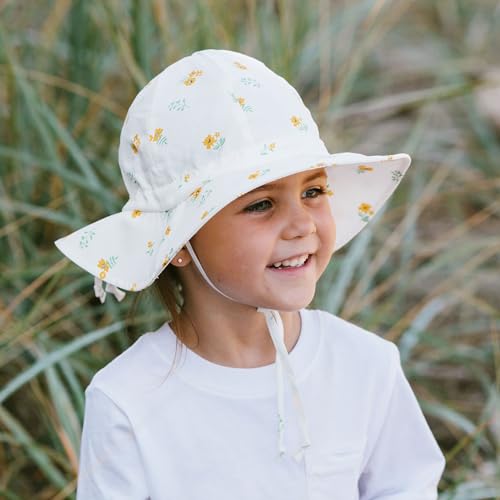 JAN & JUL 50+ UPF Cotton Sun Hat with Wide Brim for Toddler Girls - color: Yellow Flower, size: 6-24 Months