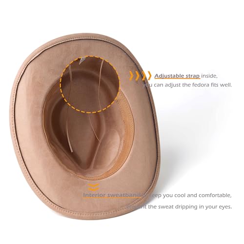 Suede Cowboy Hat for Women & Men Classic Western Hats - color: Camel