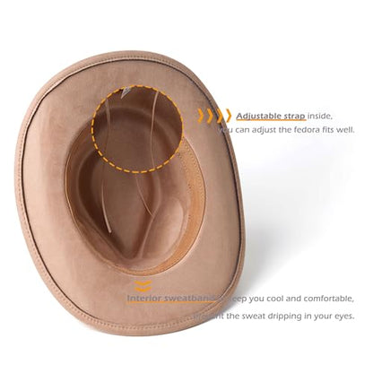 Suede Cowboy Hat for Women & Men Classic Western Hats - color: Camel