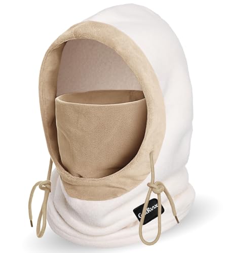 Balaclava Winter Face Mask Windproof Fleece Ski Mask Cold Weather Neck and Face Warmer for Men and Women - color: White