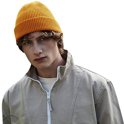 Beechfield B52N Organic Cotton Waffle Beanie - color: Mustard