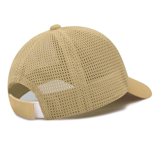 Sarfel Baby Baseball Cap Toddler Baseball Hat with Mesh Infant Ball Cap Toddler Trucker Hat Baby Snapback Hat Kids Cap UPF50+ - color: Dinosaurs Khaki With Mesh, size: 0-12 Months