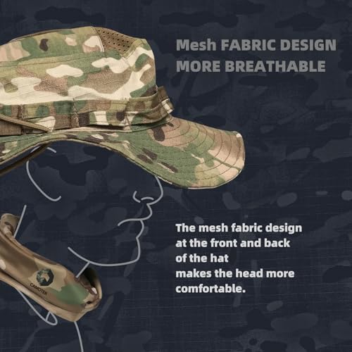 Camo Boonie Sun Hat with Face Mask UV Protection Fishing Hat Bucket Hat for Hunting Hiking Military Tactical Safari - color: Camo Cp All