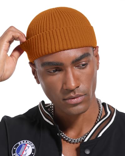 Short Fisherman Beanie for Men Women Wool Knit Cuff Winter Hats - color: 1pcs-camel
