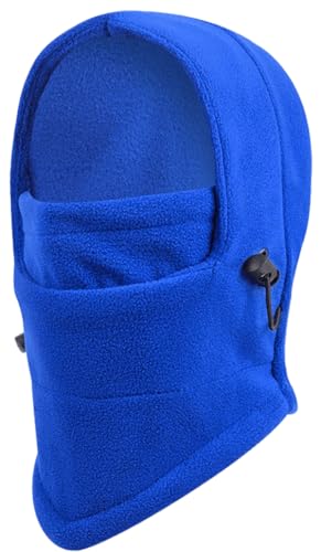 Kids Balaclava-Hat Winter Polar-Fleece-Ski-Face-Mask for Cold-Weather Windproof Thermal Hooded-Scarf Snowboarding Neck-Gaiter - color: Blue