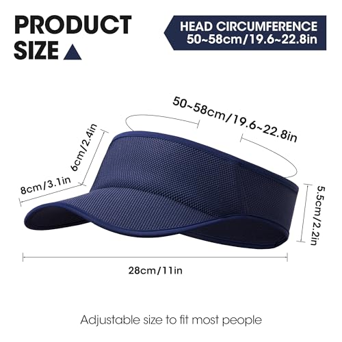 Sweat-Wicking Sports Sun Visor Women Men Adjustable for Tennis Golf Running - color: Sapphire Blue